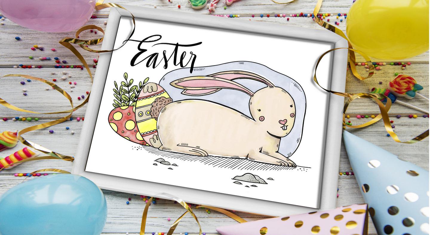 تابلو کودک طرح عید پاک و خرگوش مدل 291